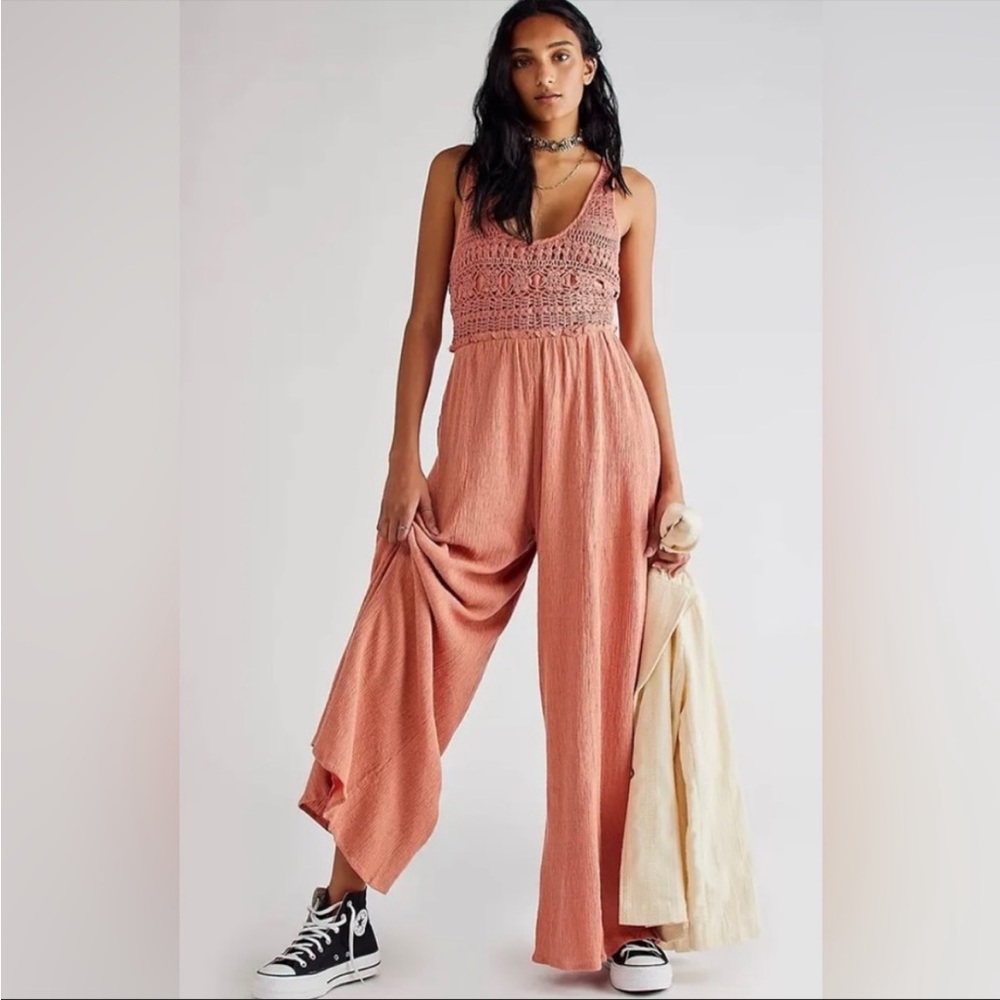 Free People Soliel Jumpsuit Peach NWT